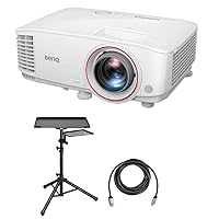BenQ TH671ST WUXGA Full HD Home Entertainment DLP Projector for Gaming with Short Throw, 3000 Lumens Bundle with Laptop Stand and Accessory Tray, HDMI 2.0 Cable