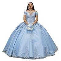 Women's Sweetheart Neck Lace Applique Quinceanera Dress Short Sleeves Beaded Ball Gowns