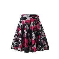 High Waist Pleated Skirt for Womens Camouflage Print Pencil Skirts Midi Long Shirring Skirts Ladies A-Line Casual Skort