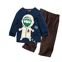 Boy 2-Pieces Clothes Suit Spaceman Tshirt Trouser Embroidery Cotton Outfit