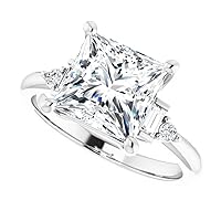 10K Solid White Gold Handmade Engagement Ring 3.00 CT Princess Cut Moissanite Diamond Solitaire Wedding/Bridal Ring for Women/Her Gorgeous Ring