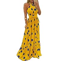 Summer Long Dress Dot Casual Black Sexy Strapless Yellow Sundress Vacation Clothes for Women