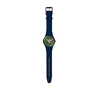 Swatch SUON113 Men's Analogue Quartz Watch with Silicone Strap, Blue/Green, Strap.