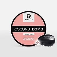 BYROKKO Coconut Bomb Nourishing Hair Mask For Silk Smooth Deep Conditioner Damaged Dry Treatment Natural Coco Oil Masque For All Hair Types 180GR With Free Brush