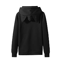 Mens Novelty Hoodies Lovely Cat Ears Hooded Sweatshirts Solid Casual Fleece Pullover Shirt Pocket Hoodie Comfy Shirt