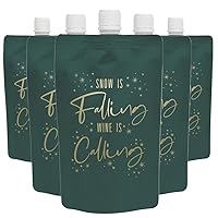 Unique Industries Gold & Green Christmas Plastic Drink Pouches - 3 Pack | Elegant Party Beverage Containers for Festive Parties and Events