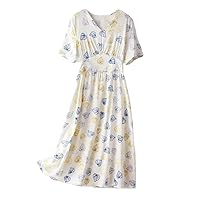 Women's Short Sleeve Dress Casual V Neck Printed Party Dress Spring Summer
