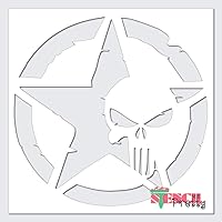 Stencil - The Punisher in Punk Star Stencil - DIY Craft Best Vinyl Large Stencils for Painting on Wood, Canvas, Wall, etc.-M (17.5