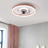 Bedroom Fan with Ceiling Light and Remote Control 3 Speeds with Timer Dimmable Led Fan Ceiling Light Modern Living Roomt Ceiling Fan Light/Pink/40Cm