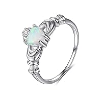 Sterling Silver/10K 14K 18K Gold Opal Rings for Women Engraved with Any Name Promise Anniversary Engagement Ring Crafted Jewelry Gifts for Her