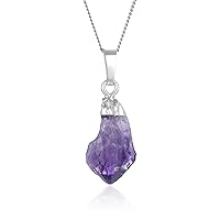 Adabele 1pc Authentic Sterling Silver Small Tiny Raw Amethyst Citrine Gemstone Necklace 18 inch Healing Crystal Chakras Stone Hypoallergenic Nickel Free Fine Women Jewelry