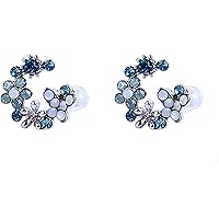 Women Crystal Stud Earrings, Flower Circle Earrings Jewelry Decoration Durability and Professional