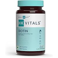HealthKart HK Vitals Biotin 10000mcg, Supplement for Hair Growth, Strong Hair and Glowing Skin, Fights Nail Brittleness, 90 Biotin Tablets