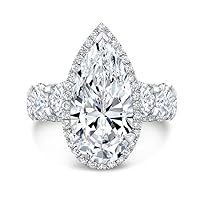 14K Solid White Gold Handmade Engagement Rings 8 CT Pear Cut Moissanite Diamond Solitaire Wedding/Bridal Ring Set for Love, Her Propose Rings by Siyaa Gems