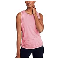 MMOOVV Women's Open Back Workout T-Shirts Yoga Vest Loose Gym Activewear