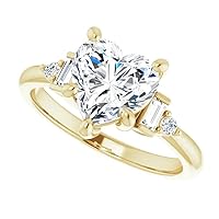 925 Silver, 10K/14K/18K Solid Gold Moissanite Engagement Ring, 2.5 CT Heart Cut Handmade Solitaire Ring, Diamond Wedding Ring for Women/Her Anniversary Propose Ring, VVS1 Colorless