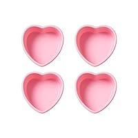 Silicone Muffin Pans Cupcake Set,4 Inches Hearts Shaped Silicone Baking Pans Molds Nonstick Cupcake Liners Silicone Baking Cups (Pack of 4, Pink)