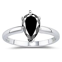 3.25 ct Black Pear Real Moissanite Solitaire Engagement & Wedding Ring