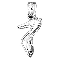 18K White Gold 3D High Heel Pendant, Made in USA