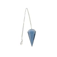 Crystal Pendulum, Healing Pendant, Dowsing Pointed Pendulum Pendant, Silver Plated Chain faceted dowser pendulum (14007)