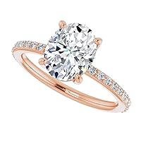 2 CT Oval Moissanite Engagement Rings for Women Handmade Wedding Bridal Ring Set Solitaire Pave Hidden Halo Silver 10k 14k 18k Solid Gold Anniversary Promise Gifts (14K Solid Rose Gold)