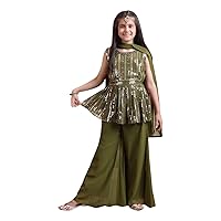 Indian Kids Wear Georgette Sequin peplum Top & Plazzo Set Kids Girls 1134 K22
