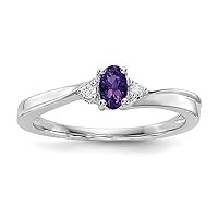 925 Sterling Silver Rhodium Plated Amethyst Ring Jewelry for Women - Ring Size Options: 6 7 8