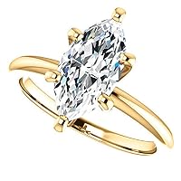 10K Solid Yellow Gold Handmade Engagement Ring 1.0 CT Marquise Cut Moissanite Diamond Solitaire Wedding/Bridal Ring for Womens/Her Proposes Rings