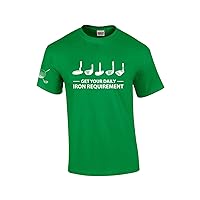 Golfer T-Shirt Get Your Daily Iron Requirement Golfing Tee Golf Ball Tee Off Funny Humorous Oneliner-Irish Green-6XL