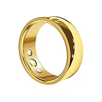 Smart Fitness Tracker Ring with Charging Box | Heart Rate | Blood Pressure | Blood Oxygen | Temperature | Calorie | Sleep Monitor | Pedometer - 20# Gold