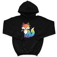 Funny Fox Kids' Sponge Fleece Hoodie - Rainbow Kids' Hoodie - Graphic Art Hoodie for Kids