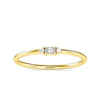 VVS Oval Three Stone Diamond Band Ring made in 10K White/Yellow/Rose Gold With 0.06 Tcw Oval Brilliant Cut & Round Brilliant Cut Natural Diamond With VVS Certificate, stackable Promise Ring