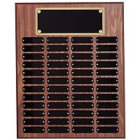 16 x 20 Inch Perpetual Plaque Award Multiple Name Plate Board for Employee Appreciation, Recognition, Achievement, Walnut Finish with Black and Gold Header, 48 Name Plates