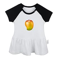 Fruit Mango Pattern Cute Dresses, Newborn Infant Baby Girls Princess Dress, Toddler Kids Novelty Ruffles Cotton Clothes