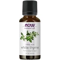 NOW Essential Oils, White Thyme Oil, Empowering Aromatherapy Scent, Steam Distilled, 100% Pure, Vegan, Child Resistant Cap, 1-Ounce