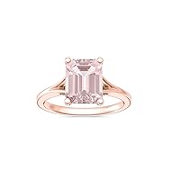 Thegoldencrafter 2.00 Carat Emerald Cut Morganite Ring 925 Sterling Silver Split Shank Solitaire Engagement Ring 14K Rose Gold Plated Anniversary Ring