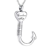 Heart-Shape Fish Hook Cremation Jewelry Ashes Urn Necklace Memorial Pendant Stainless Steel Waterproof Urn Pendant