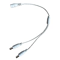 Litever Power Splitter, 2 Way, White, 1 DC5521 Female Jack to 2 DC5521 Male Plugs, 5.5mm x 2.1mm, 1:2, Y Adaptor Copper Cable, for CCTV Camera & LED Strip Lighting Power Supply Connector