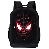 Marvel Comics Spiderman Backpack - Into The Spider-Verse Black Knapsack 16 inch Mesh Padded Bag (Miles Morales 1)