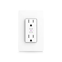 Wall Outlet - Wi-Fi enabled smart outlet; Works with Alexa, Siri, & the Google Assistant, White