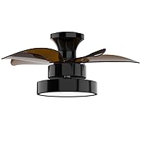 LEDMO Ceiling Fans with Lights and Remote Control, 24 inch Black Ceiling Fan, Quiet Reversible Motor, 5 Blades, Multi-Speed Reversible Airflow for All Seasons Bedroom, Living Room, Kitchen, Office