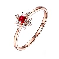 Amazing Certificate Natural Ruby Gemstone Diamond 14K Rose Gold Ring for Women with Certificate