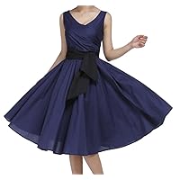 (XS, SM, MD, LG, XL or XXL) Moonlit Picnic - Blue 40s 50s Retro Wrap Vintage Style Cotton Dress