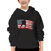 Unisex Youth Hooded Sweatshirt Hockey Usa Flag Hockey Player Cute Kids Hoodies Pullover for Teens