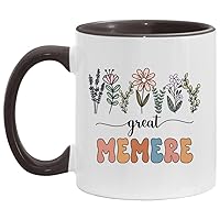 Great Memere Gift - Floral Mug - Gift For New Great Memere - Baby Announcement - Pregnancy Announcement Memere - Mothers Day Gift - Birthday Gift - Black Accents Mug 11oz