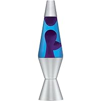 14.5-Inch Silver Base Lava Lamp with Purple Wax in Blue Liquid - 2118