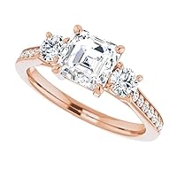 925 Silver, 10K/14K/18K Solid Gold Moissanite Engagement Ring, 1.5 CT Asscher Cut Handmade Solitaire Ring, Diamond Wedding Ring for Women/Her Anniversary Ring, Birthday Rings, VVS1 Colorless Gift