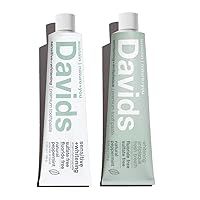 Davids Nano Hydroxyapatite and Antiplaque Peppermint Fluoride Free Toothpaste Bundle, SLS Free, Recyclable Metal Tube, Made in USA, 5.25oz