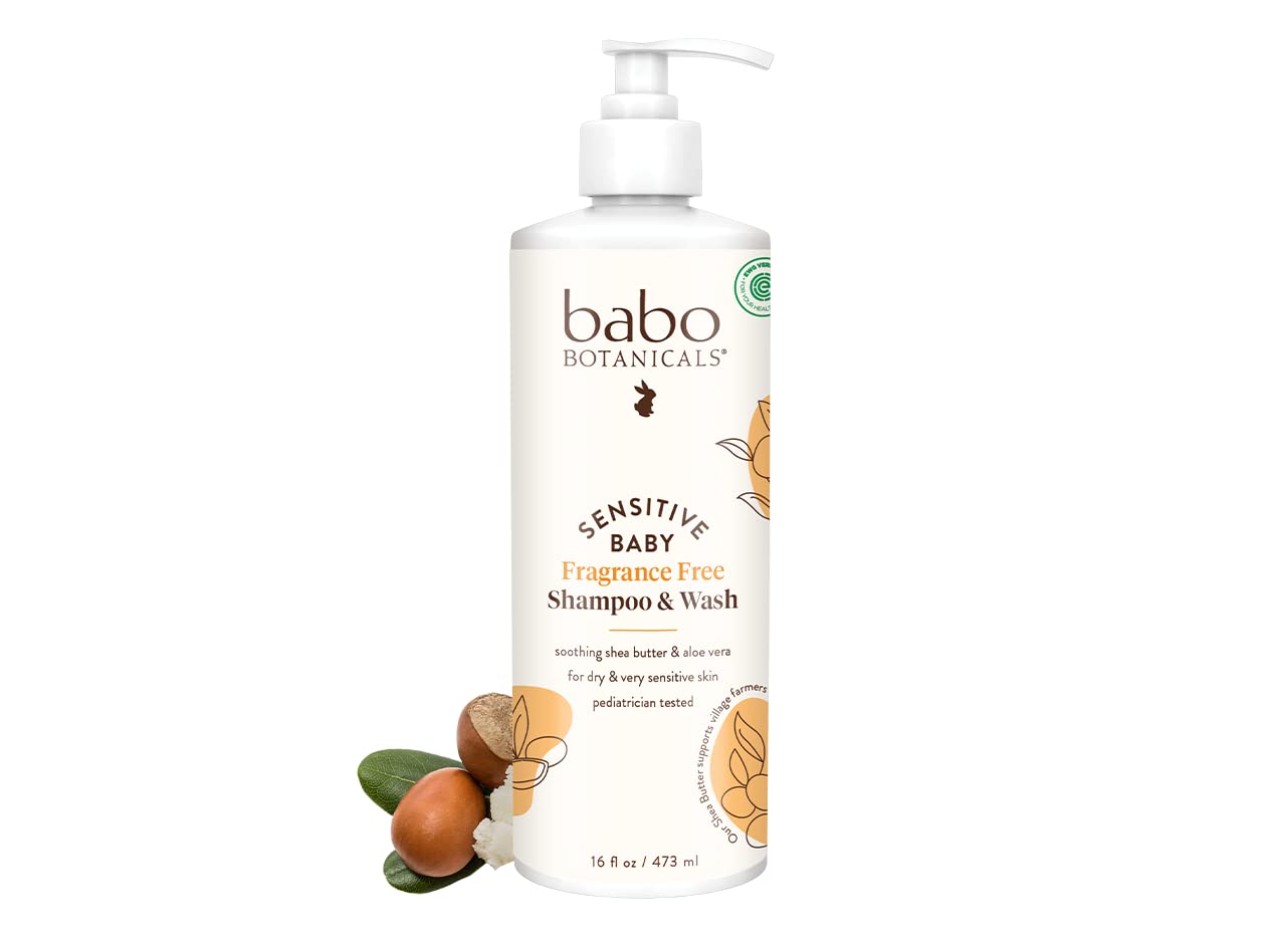 Babo Botanicals Sensitive Baby 2-in-1 Shampoo & Wash, Shea & Cocoa Butter