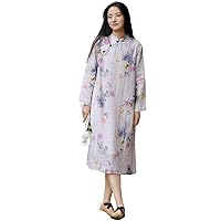 New Chinese cotton and linen dress fleece-lined vintage improved cheongsam